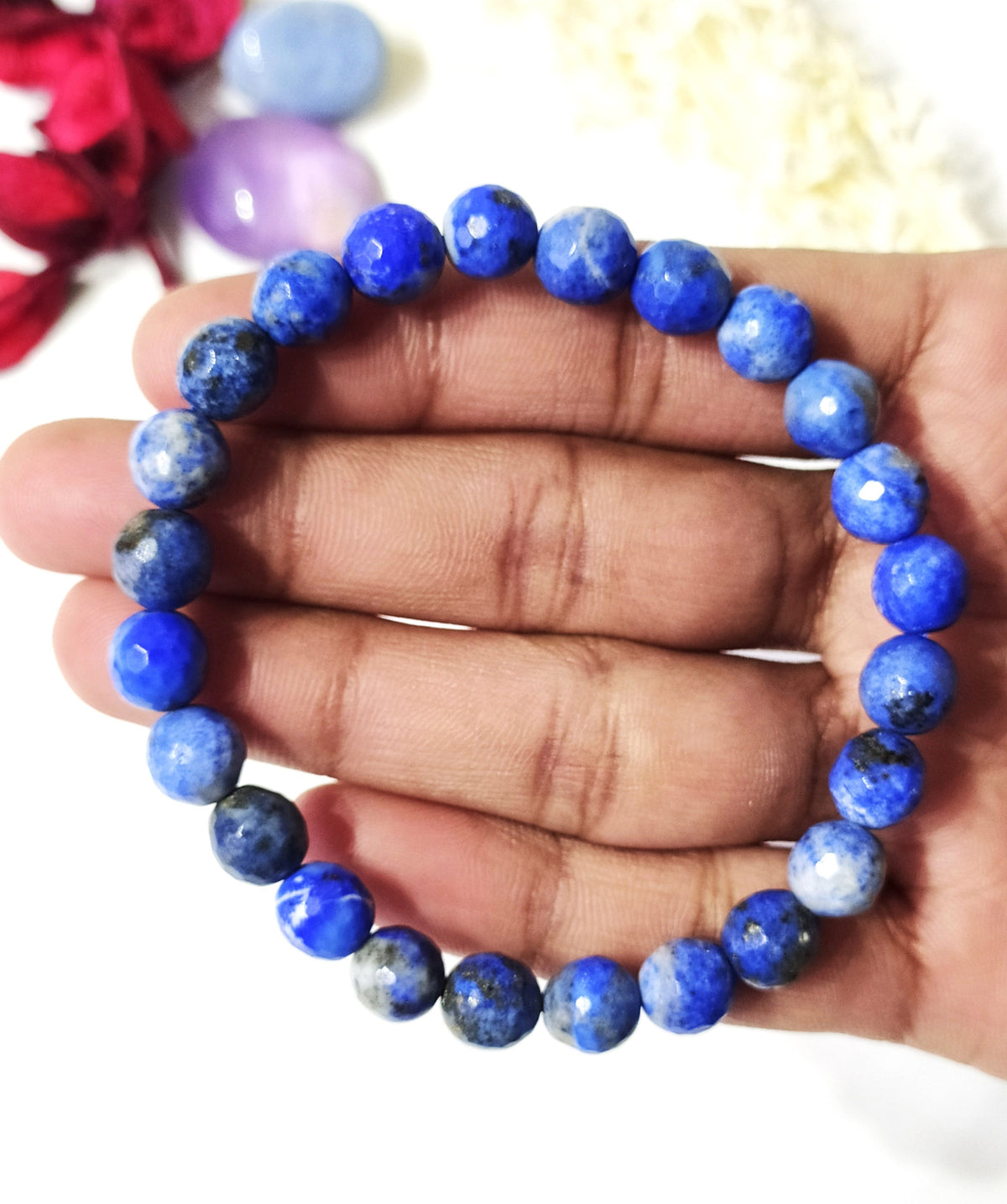 Faceted Lapis Lazuli Beads Bracelet, Crystal Bracelet.