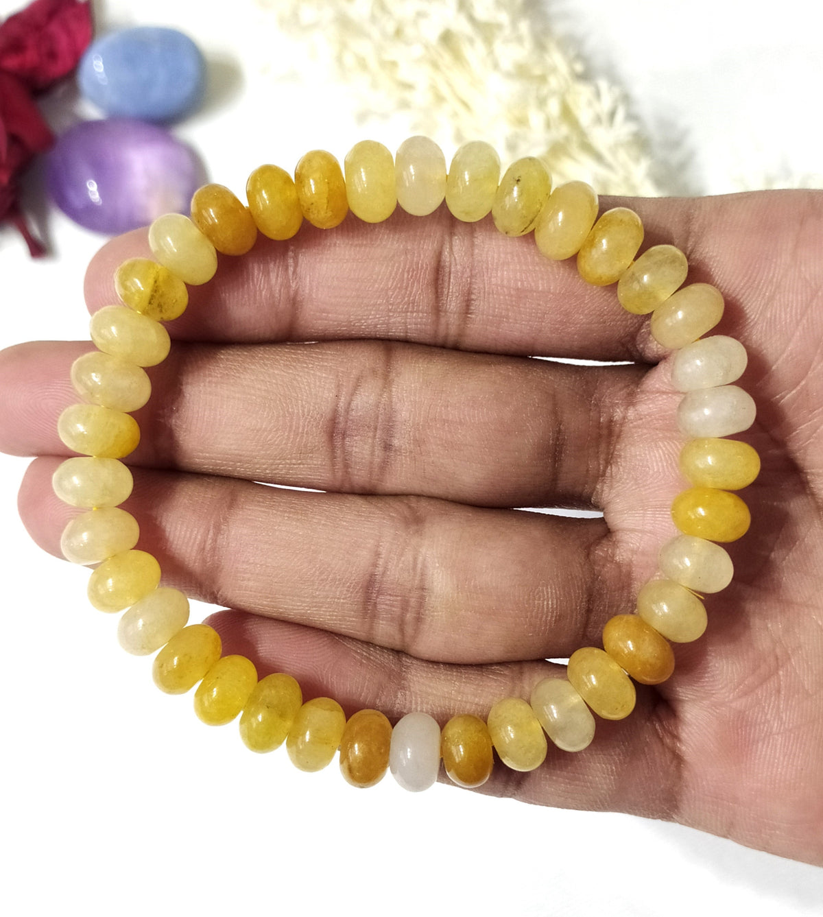 Rondelle Beads Yellow Aventurine Bracelets, Healing Crystal Bracelets.