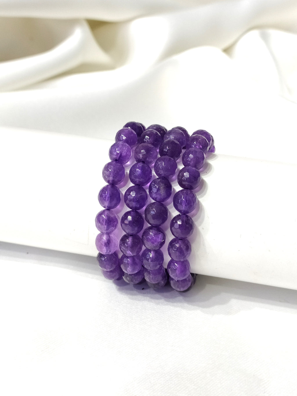 Faceted Amethyst Beads Bracelet, Crystal Bracelet.