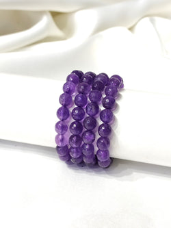 Faceted Amethyst Beads Bracelet, Crystal Bracelet. | Bracelets | Wiccan Center