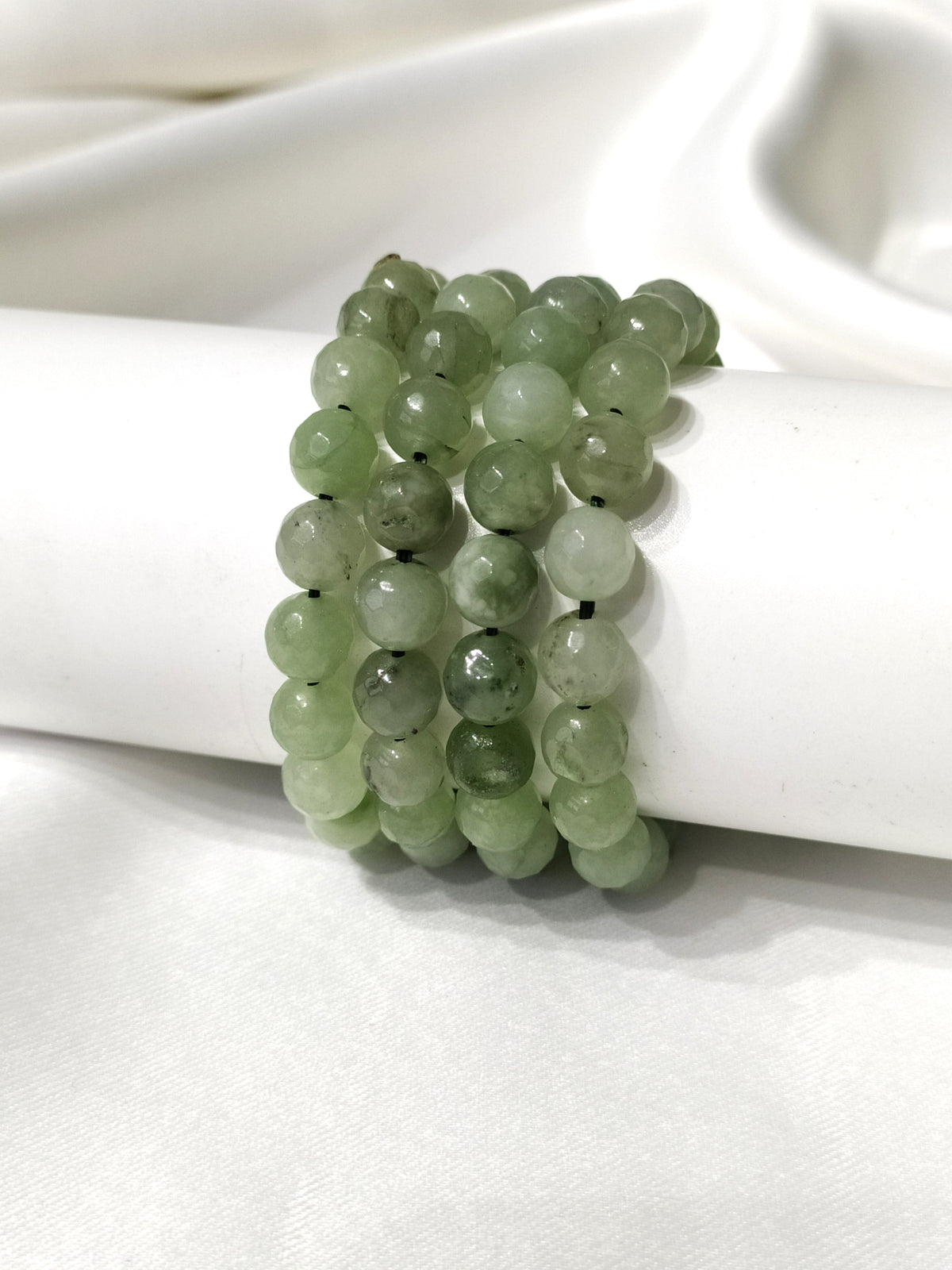 Green Aventurine Faceted Beads Bracelet, Crystal Bracelet