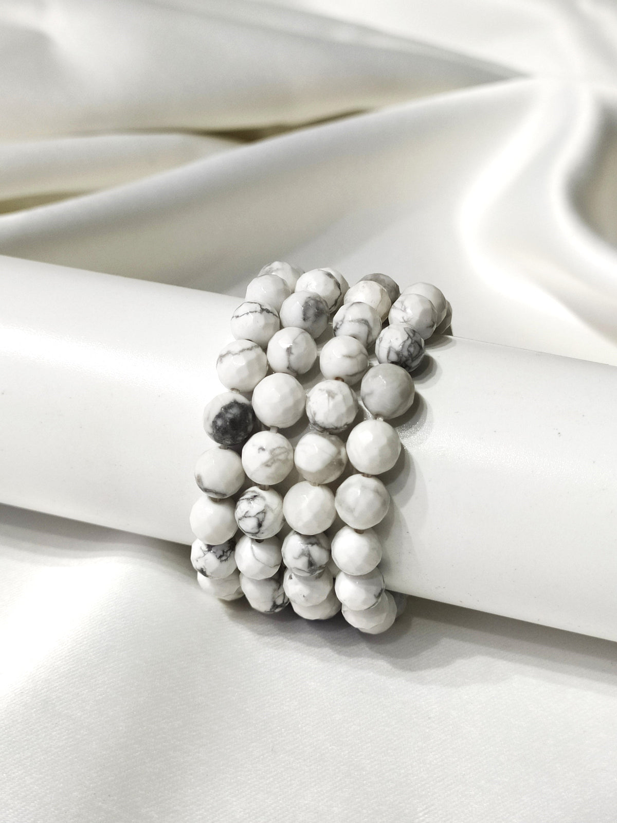 Howlite Faceted Beads Bracelet, Healing Crystal Bracelet