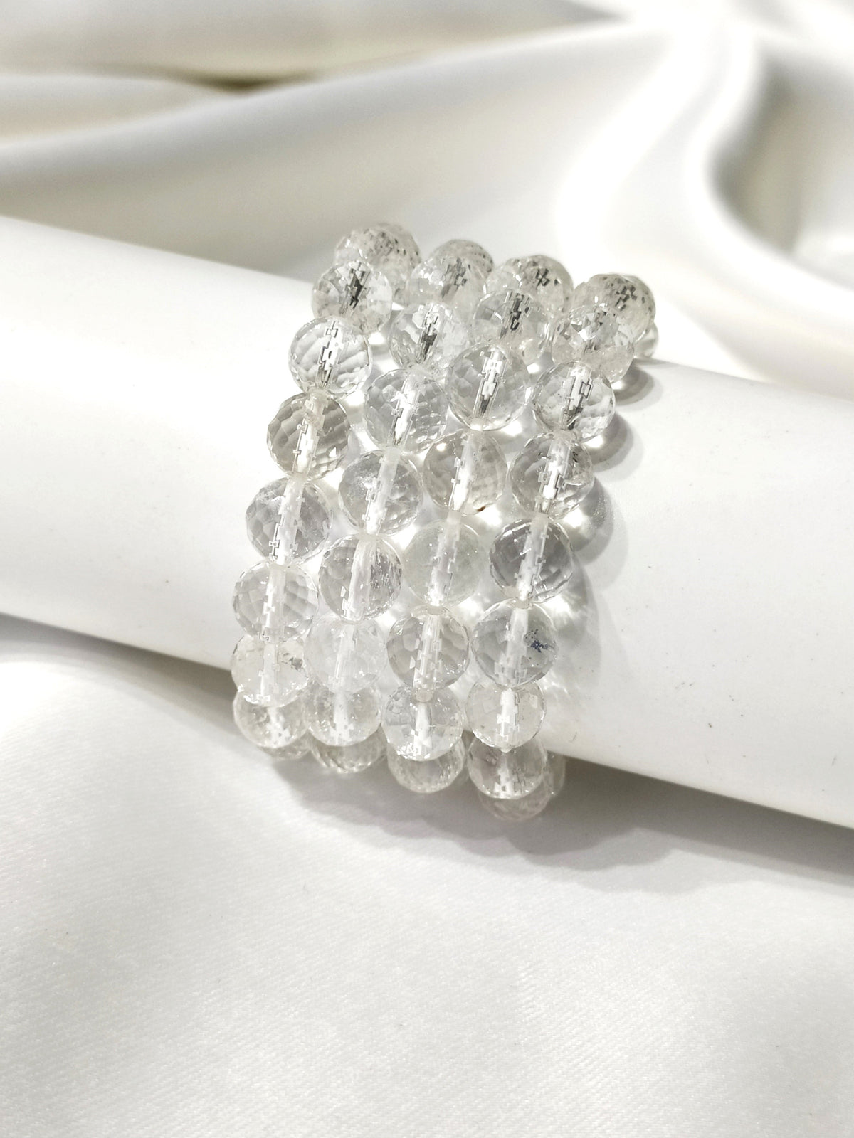 Faceted Clear Quartz Beads Bracelet, Crystal Bracelet.