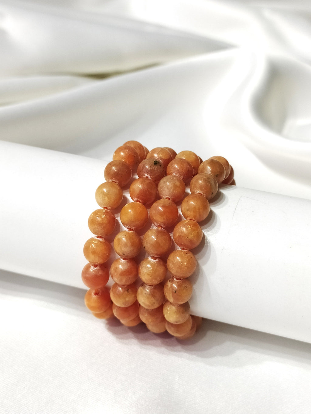 Orange Calcite Round Beads Bracelet (Manifestation & Abundance).