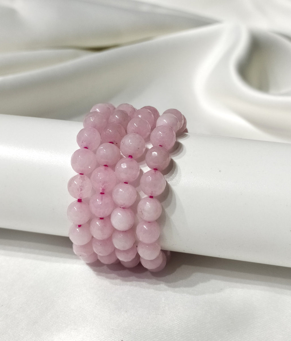 Rose Quartz Faceted Beads Bracelet, Crystal Bracelet