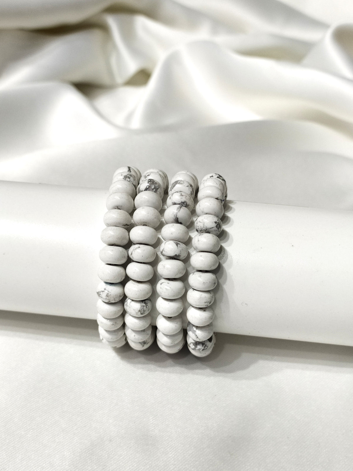 Rondelle Beads Howlite Bracelets, Healing Crystal Bracelets.