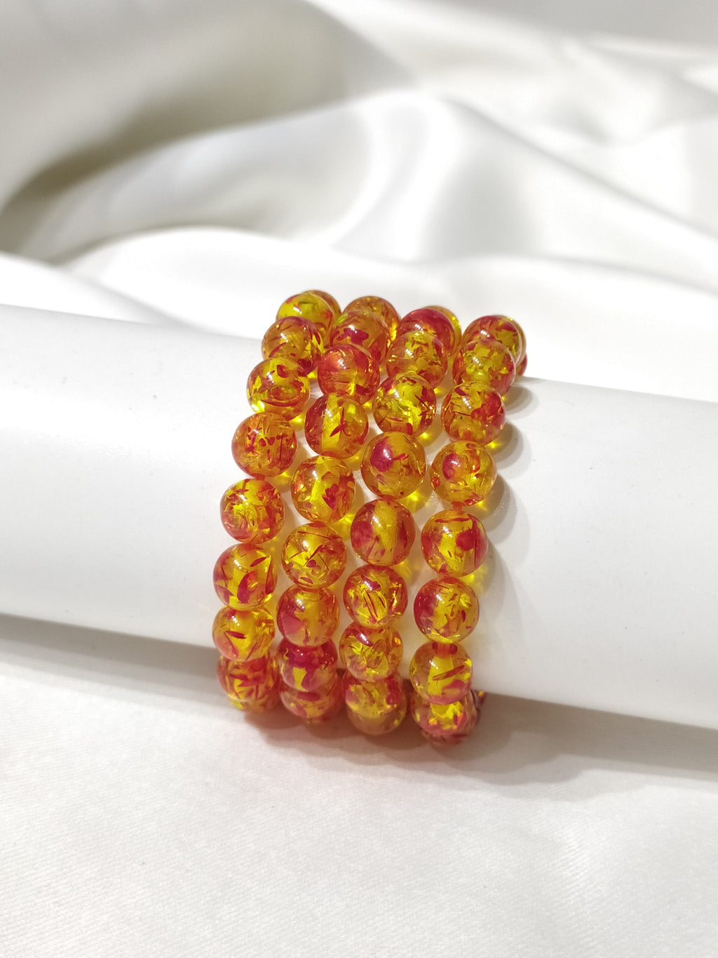 Amber Dyed Round Beads Bracelet, Gemstone Bracelet