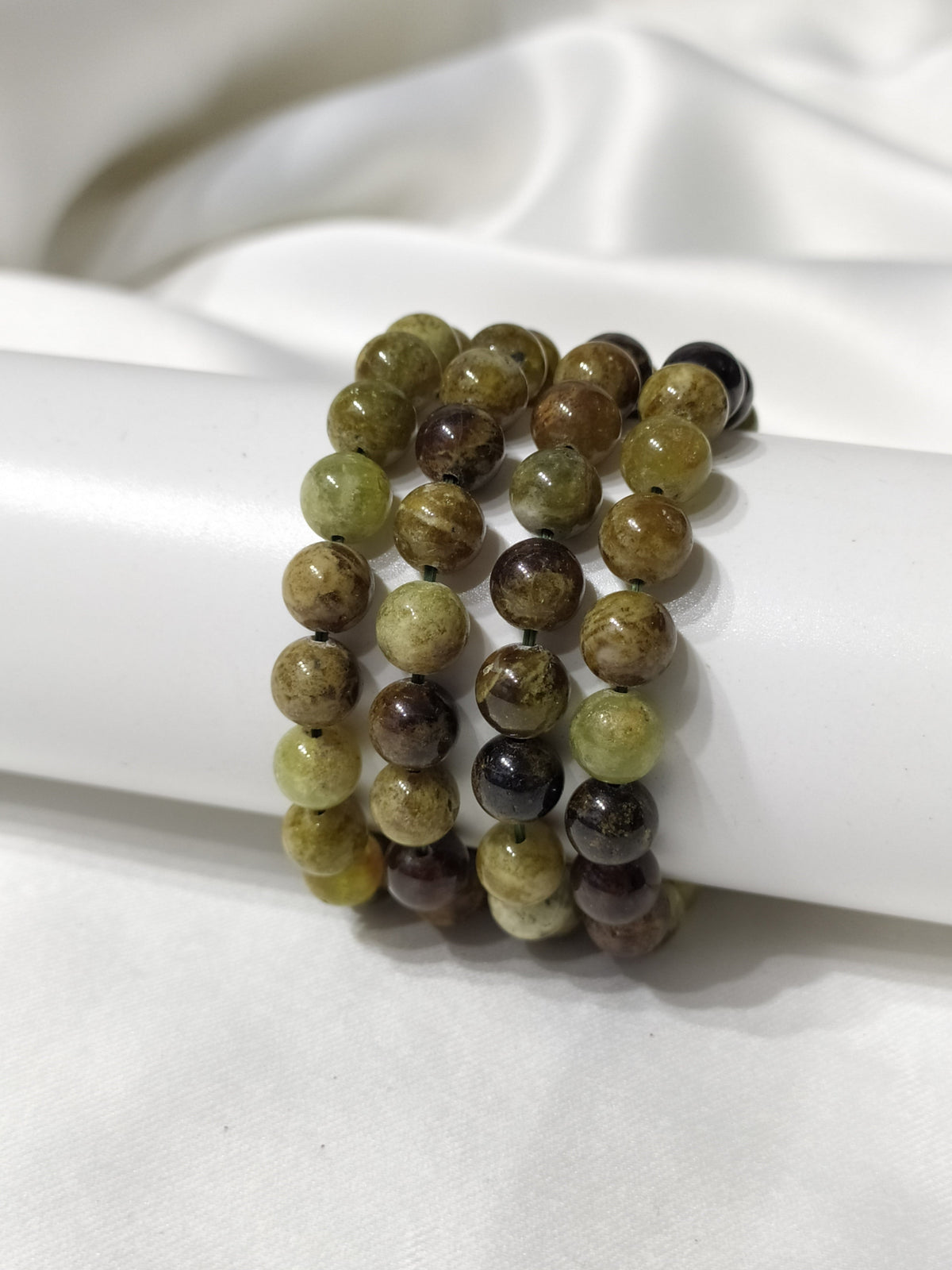 Green Tourmaline Round Beads Bracelet, Gemstone Bracelet