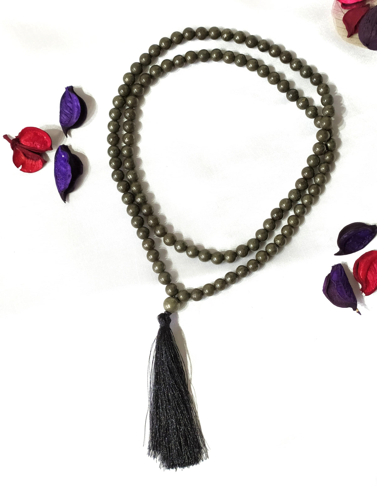 Pyrite Gemstone Mala, 108 Prayer Bead Mala.