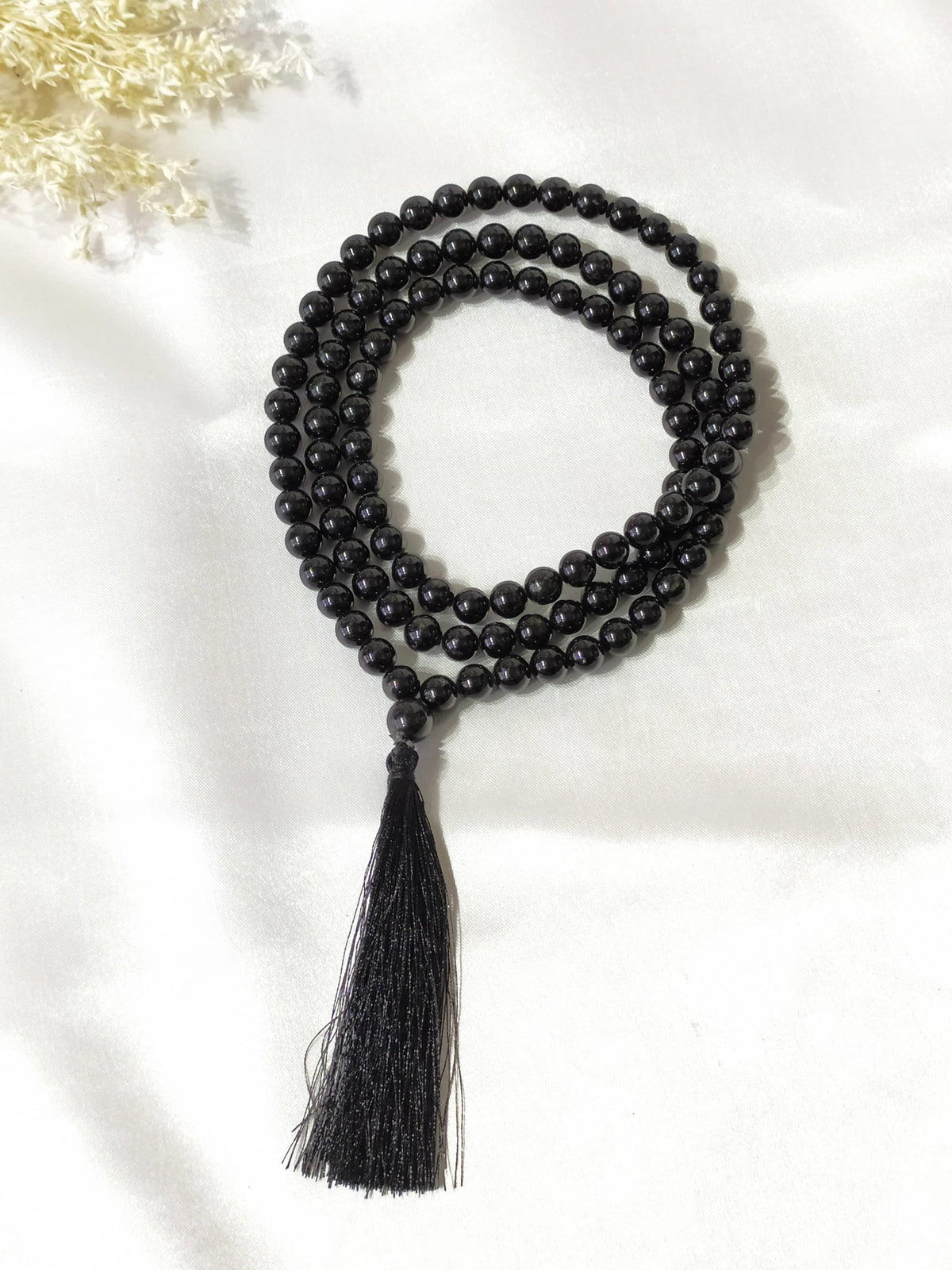 Black Obsidian Gemstone Mala, 108 Prayer Bead Mala.