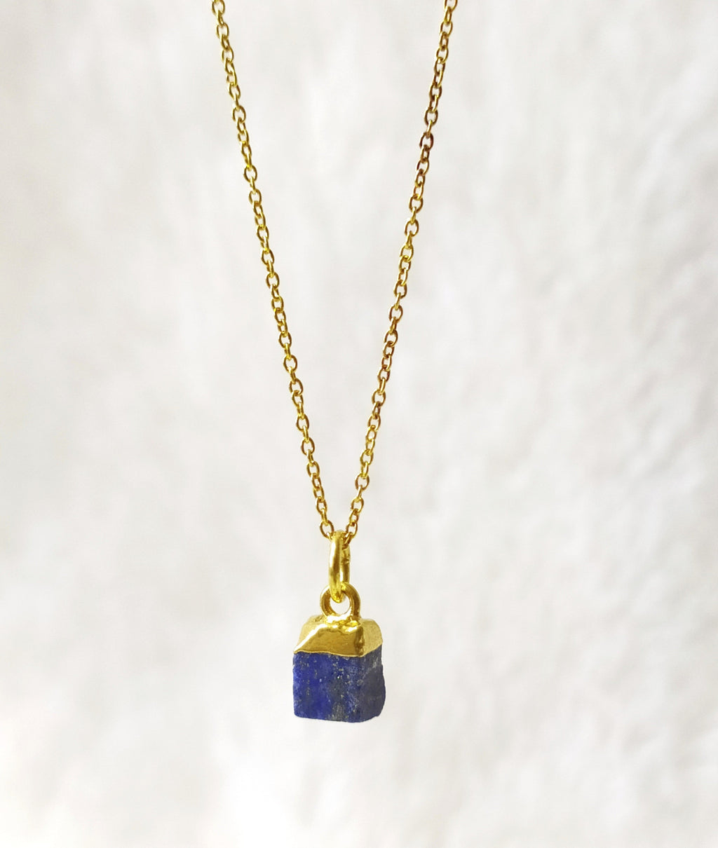 Lapis Lazuli Raw Crystal Necklace, Raw Gemstone Necklace.