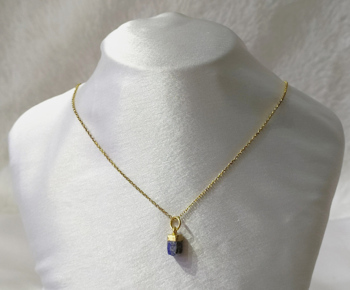 Lapis Lazuli Raw Crystal Necklace, Raw Gemstone Necklace.