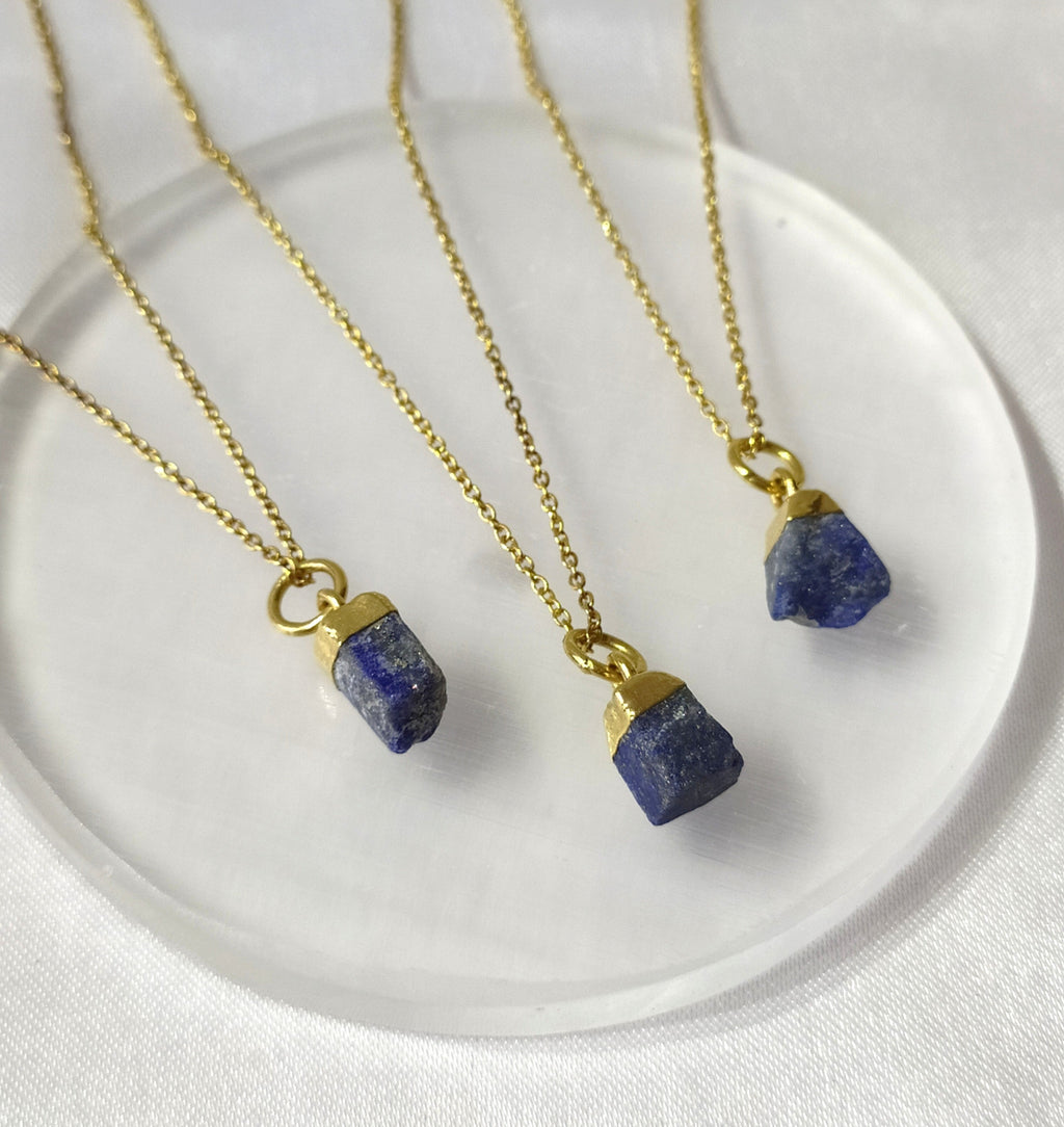 Lapis Lazuli Raw Crystal Necklace, Raw Gemstone Necklace.