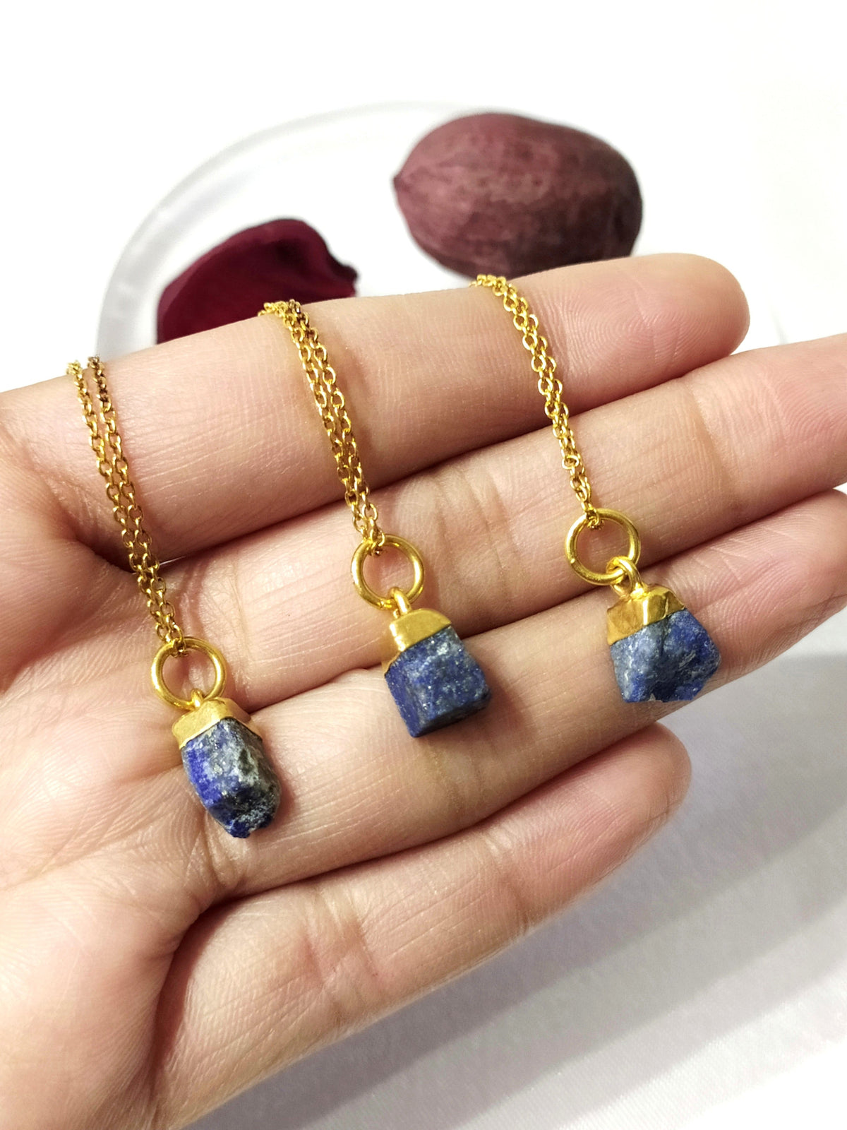 Lapis Lazuli Raw Crystal Necklace, Raw Gemstone Necklace.
