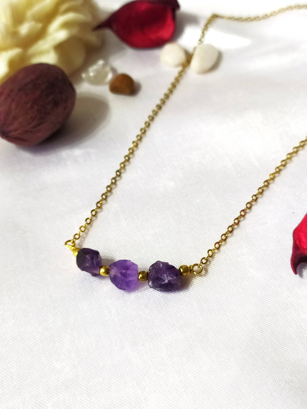 Raw Amethyst Crystal Necklace, Raw Amethyst Necklace