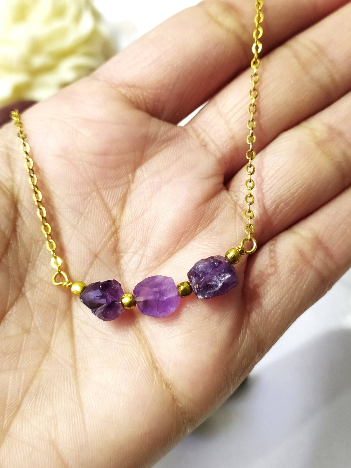 Raw Amethyst Crystal Necklace, Raw Amethyst Necklace