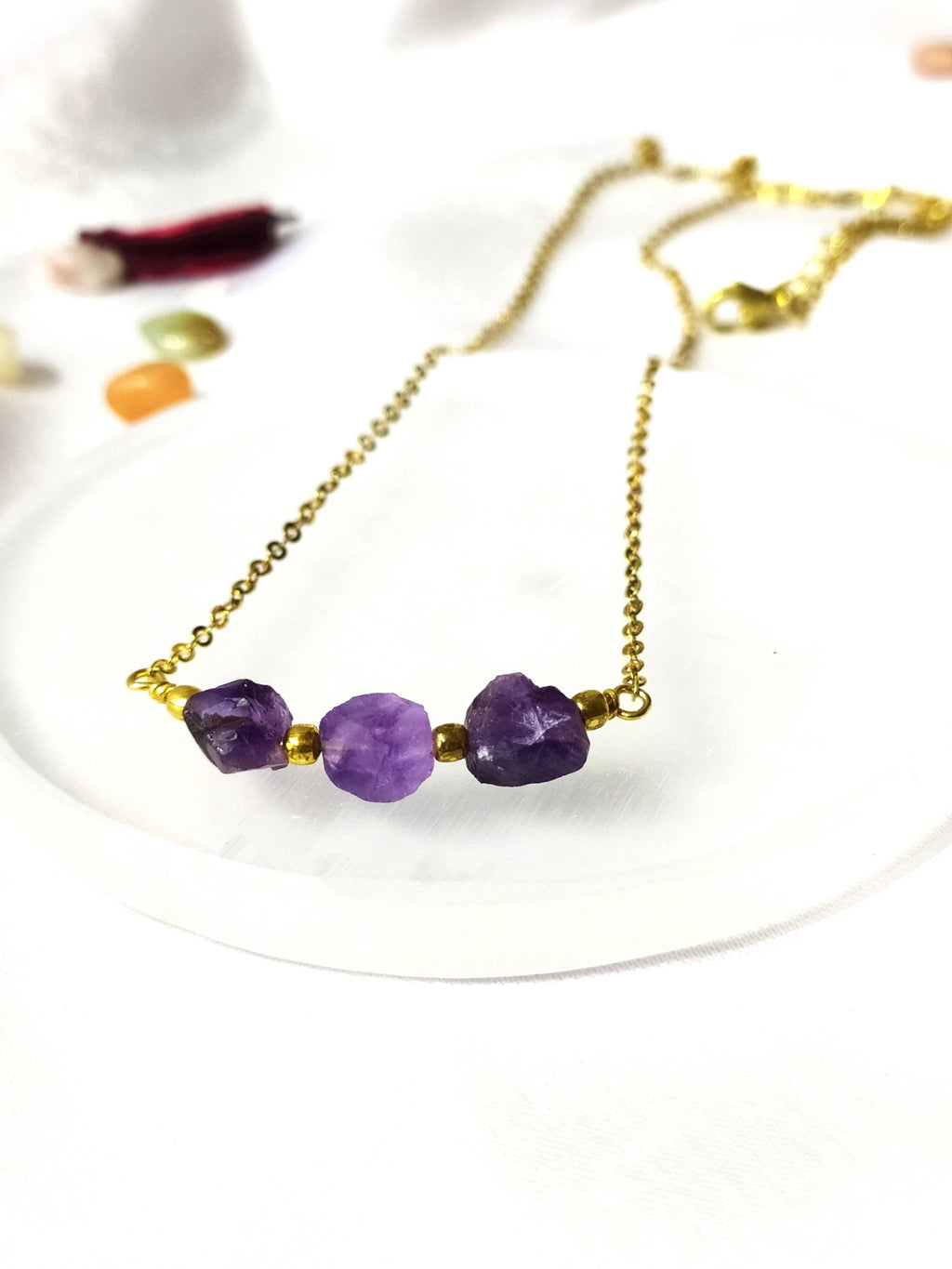 Raw Amethyst Crystal Necklace, Raw Amethyst Necklace