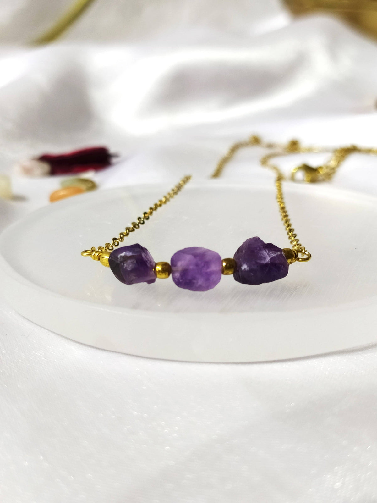Raw Amethyst Crystal Necklace, Raw Amethyst Necklace