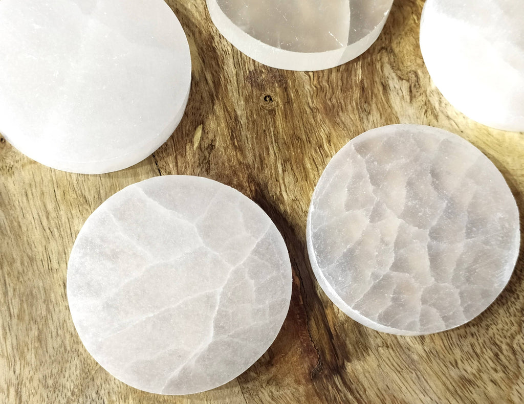 2.5' Selenite Charging Plate, Selenite Coaster, Selenite Plate.