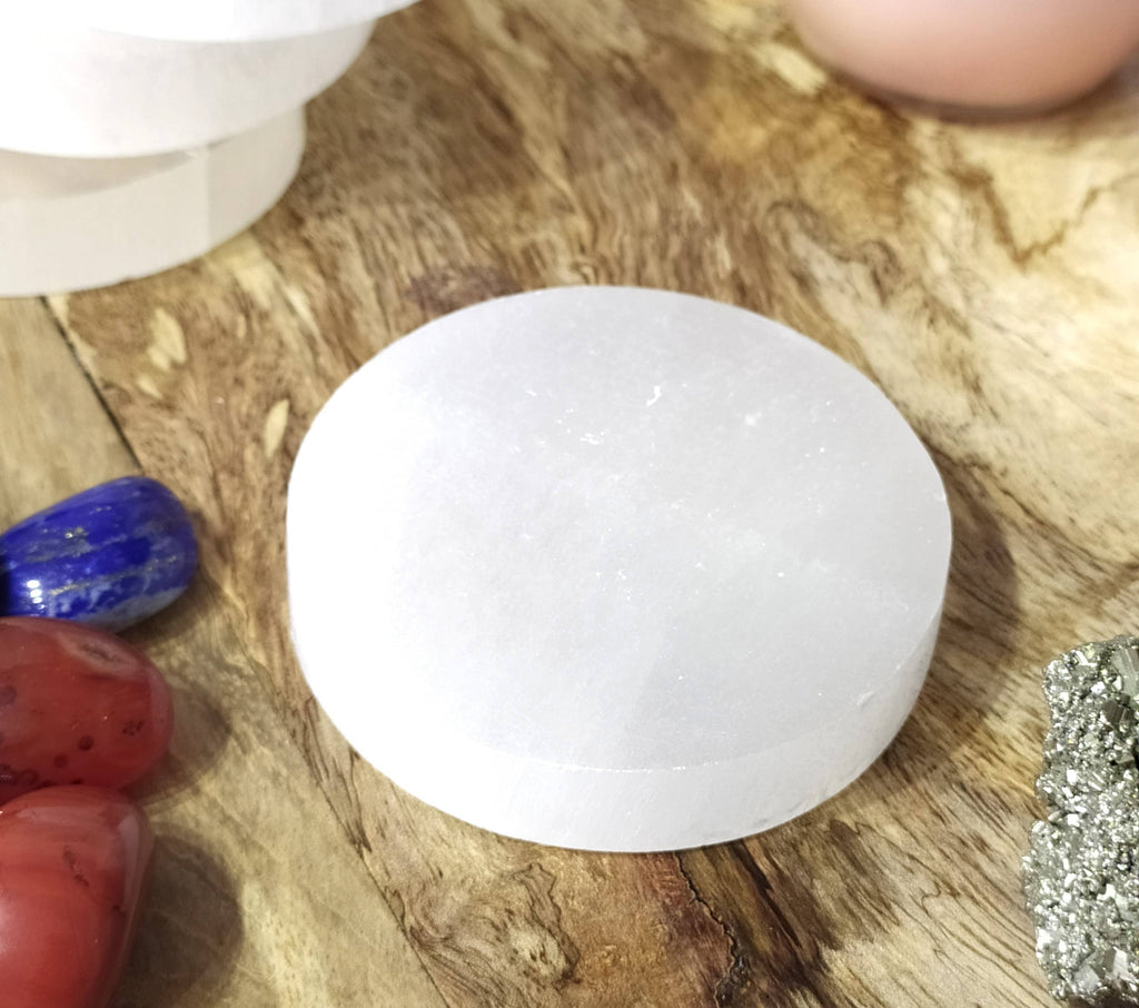 2.5' Selenite Charging Plate, Selenite Coaster, Selenite Plate.