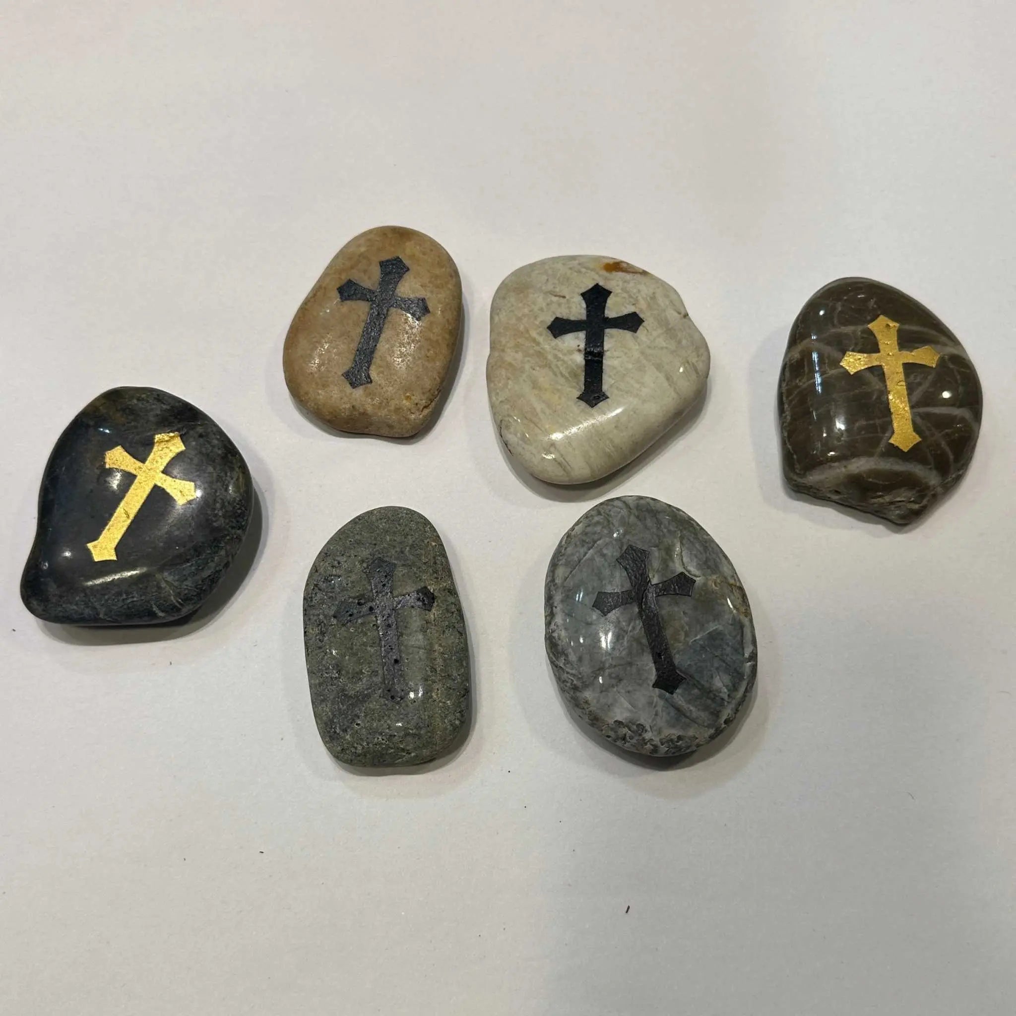Cross Engraved Palm Stone - Approx. 3" | All Decor | Wiccan Center