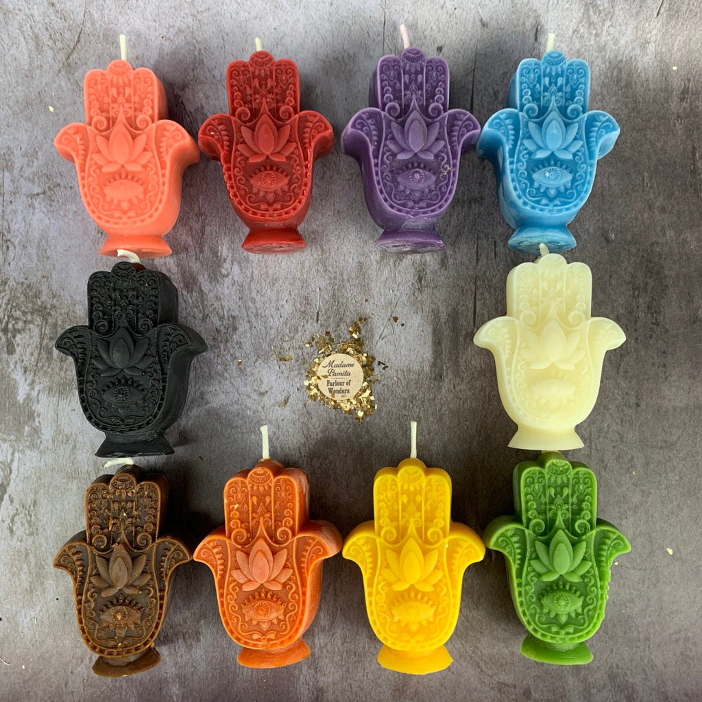 Beeswax Hamsa Hand Spell Candle - Evil Eye Protection & Blessing Magic | Beeswax Candle | Wiccan Center