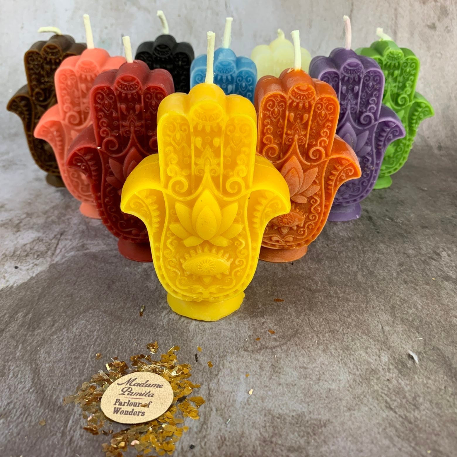 Beeswax Hamsa Hand Spell Candle - Evil Eye Protection & Blessing Magic | Beeswax Candle | Wiccan Center