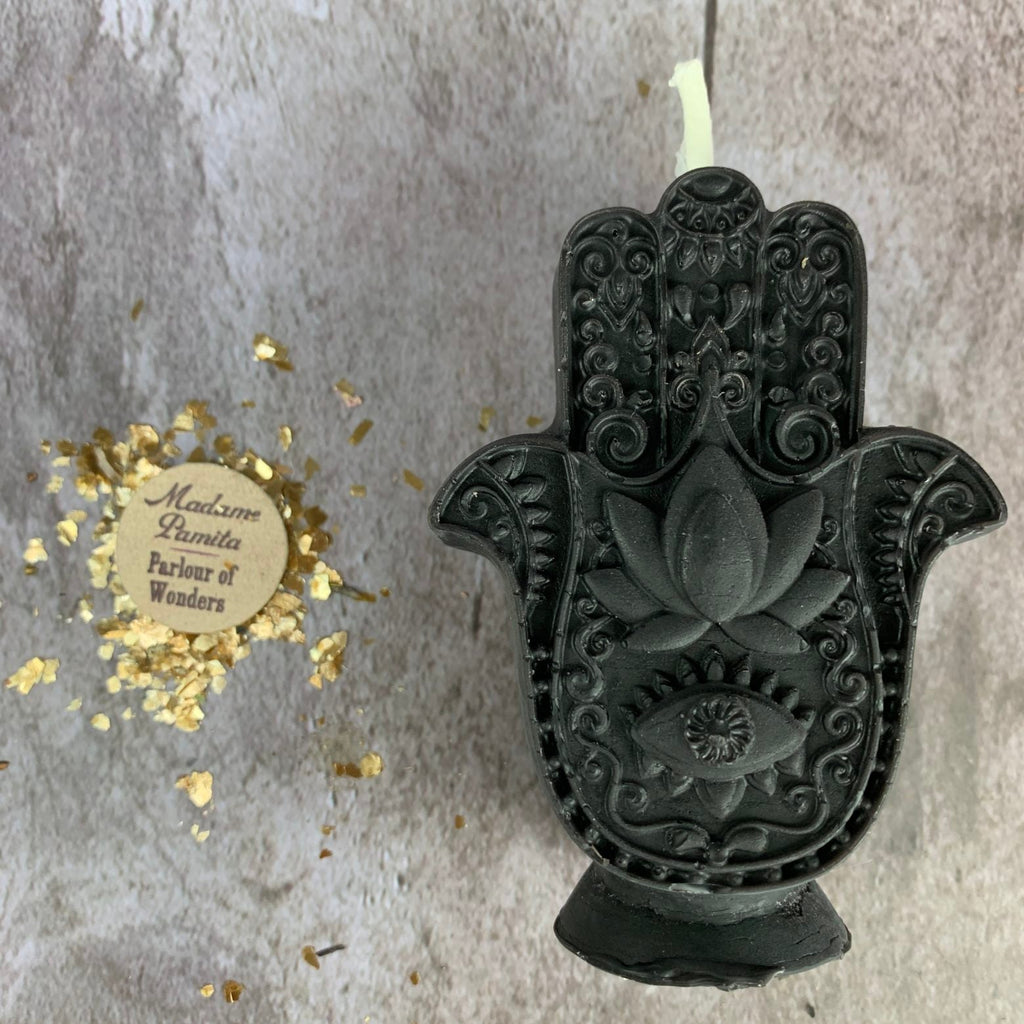 Beeswax Hamsa Hand Spell Candle - Evil Eye Protection & Blessing Magic | Beeswax Candle | Wiccan Center