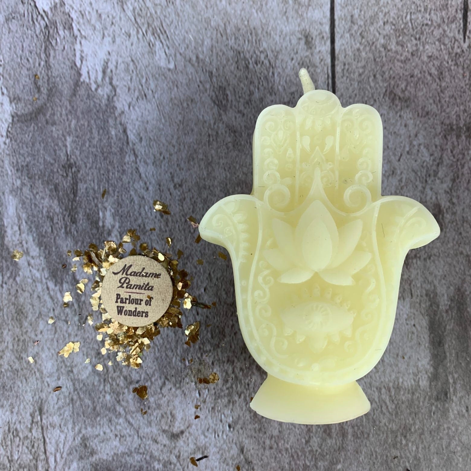Beeswax Hamsa Hand Spell Candle - Evil Eye Protection & Blessing Magic | Beeswax Candle | Wiccan Center