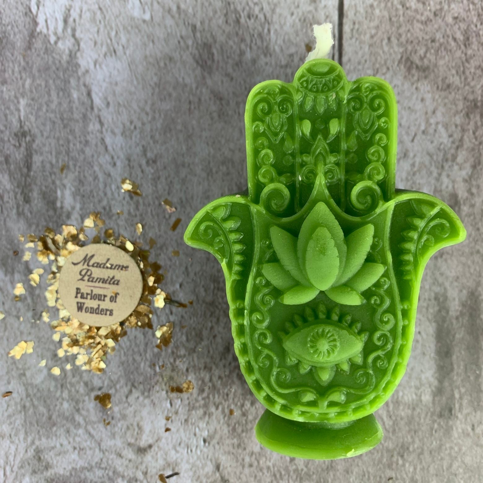 Beeswax Hamsa Hand Spell Candle - Evil Eye Protection & Blessing Magic | Beeswax Candle | Wiccan Center