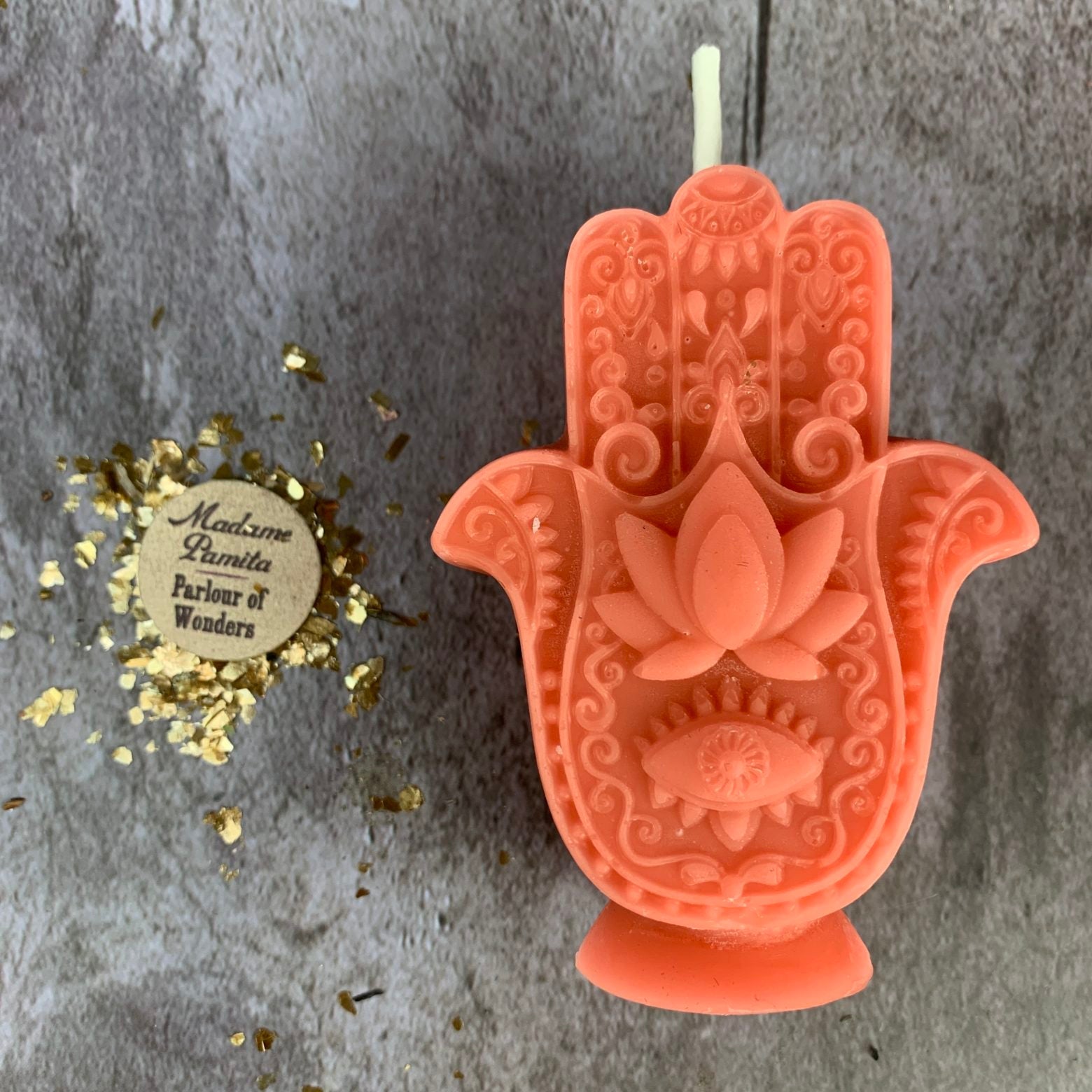Beeswax Hamsa Hand Spell Candle - Evil Eye Protection & Blessing Magic | Beeswax Candle | Wiccan Center