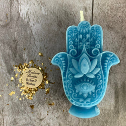 Beeswax Hamsa Hand Spell Candle - Evil Eye Protection & Blessing Magic | Beeswax Candle | Wiccan Center