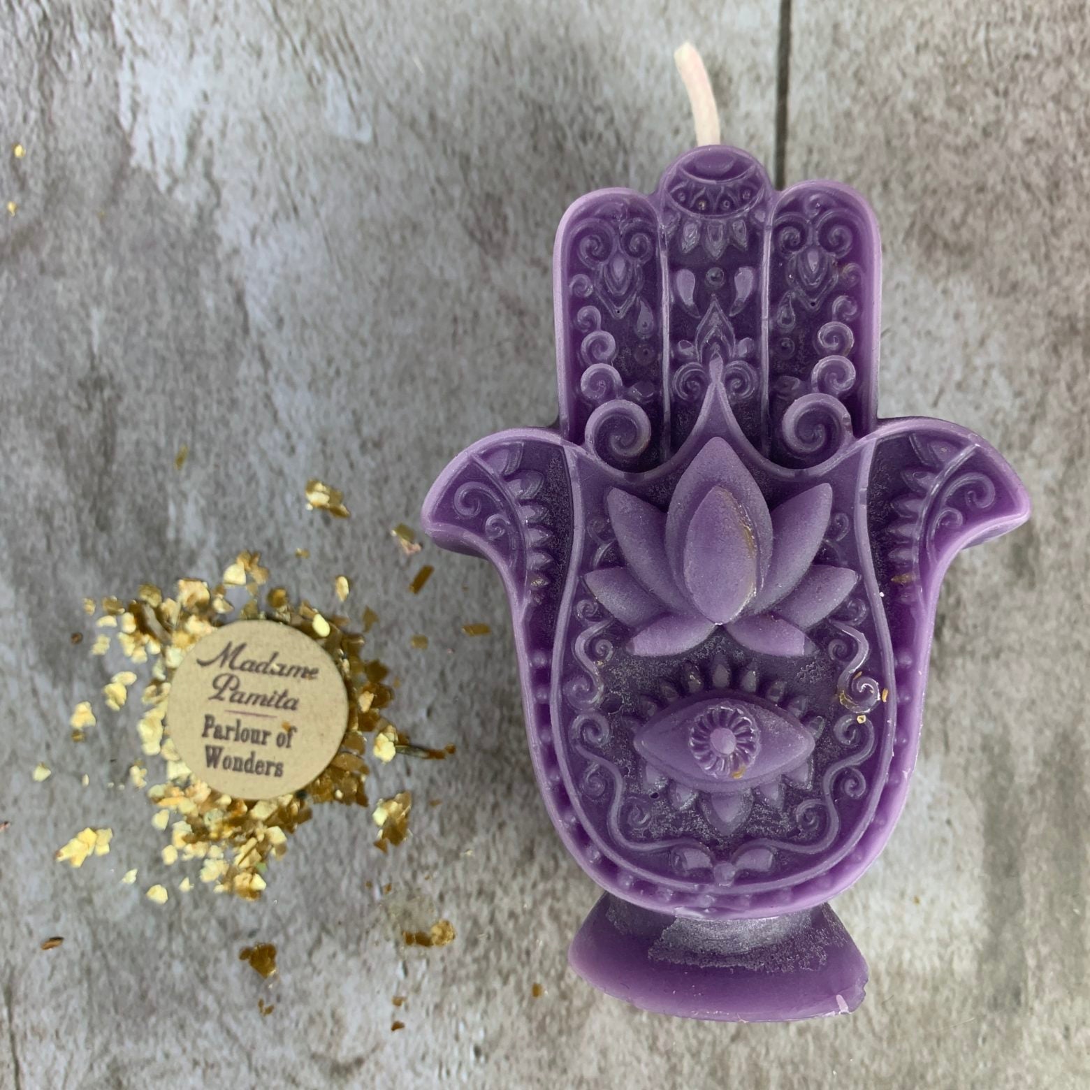 Beeswax Hamsa Hand Spell Candle - Evil Eye Protection & Blessing Magic | Beeswax Candle | Wiccan Center