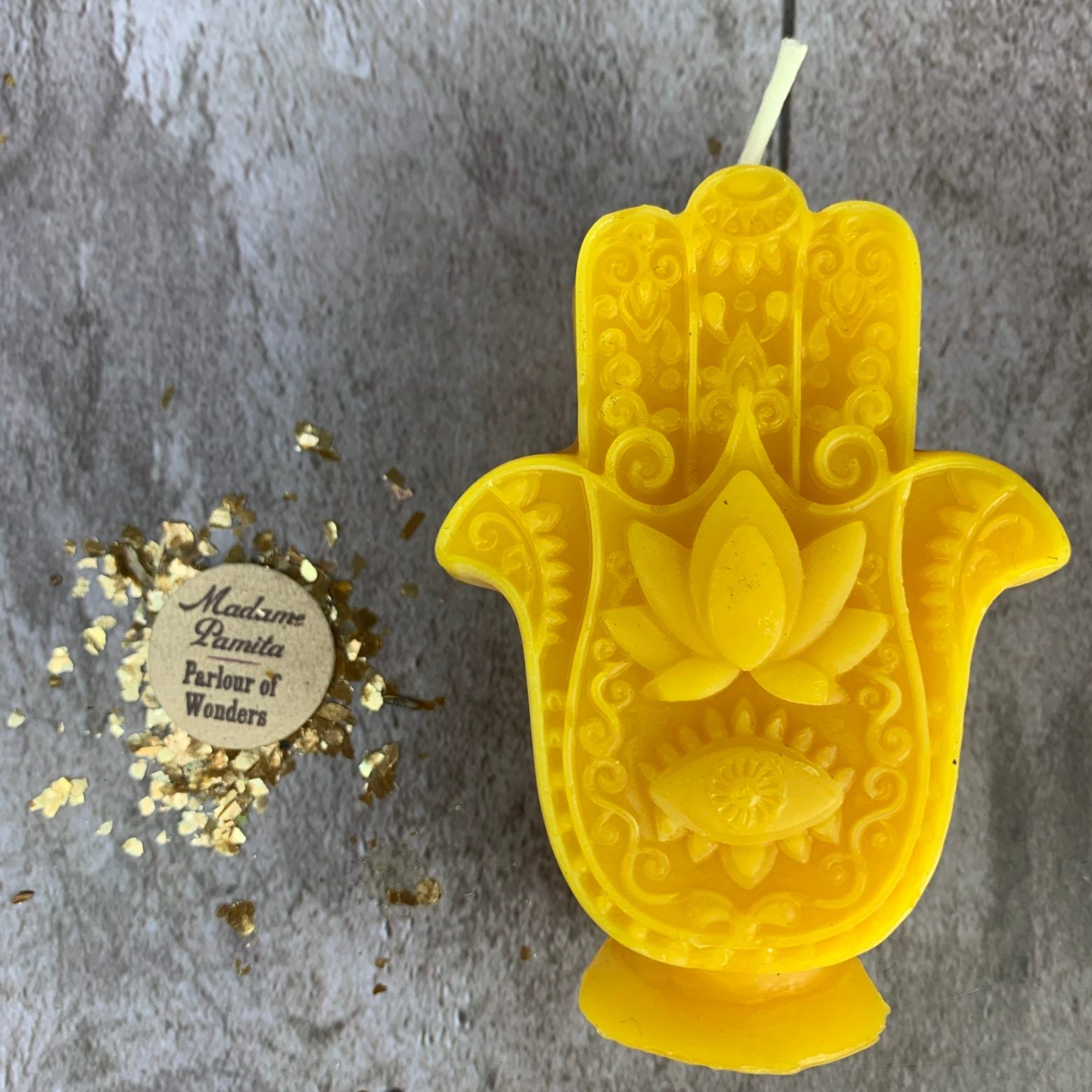 Beeswax Hamsa Hand Spell Candle - Evil Eye Protection & Blessing Magic | Beeswax Candle | Wiccan Center
