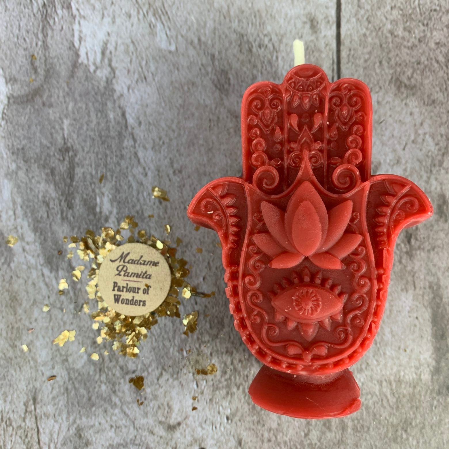 Beeswax Hamsa Hand Spell Candle - Evil Eye Protection & Blessing Magic | Beeswax Candle | Wiccan Center