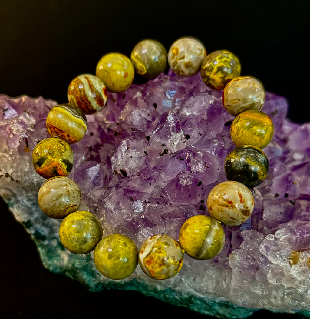 🐝 Bumble Bee Jasper Statement Bracelet – Rare Natural Gemstone | Limited Supply | Three Bead Sizes