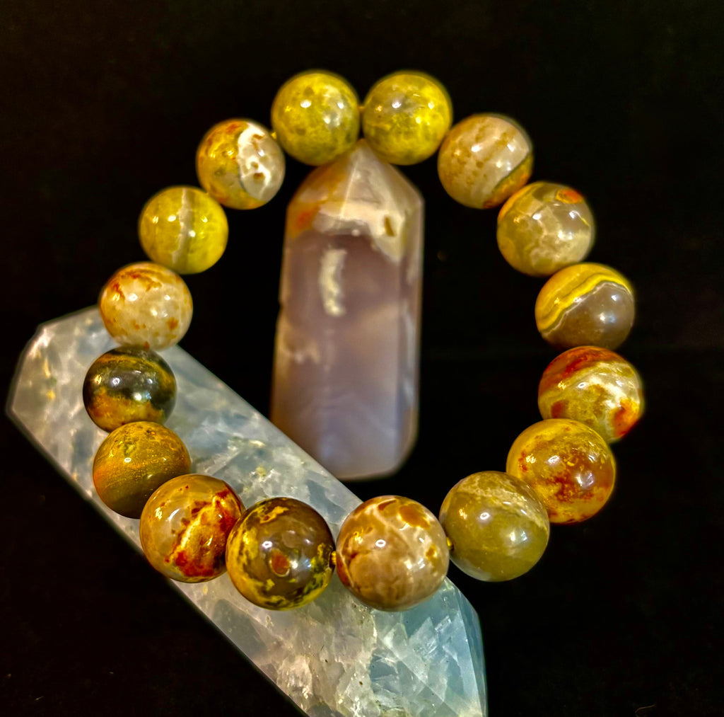 🐝 Bumble Bee Jasper Statement Bracelet – Rare Natural Gemstone | Limited Supply | Three Bead Sizes