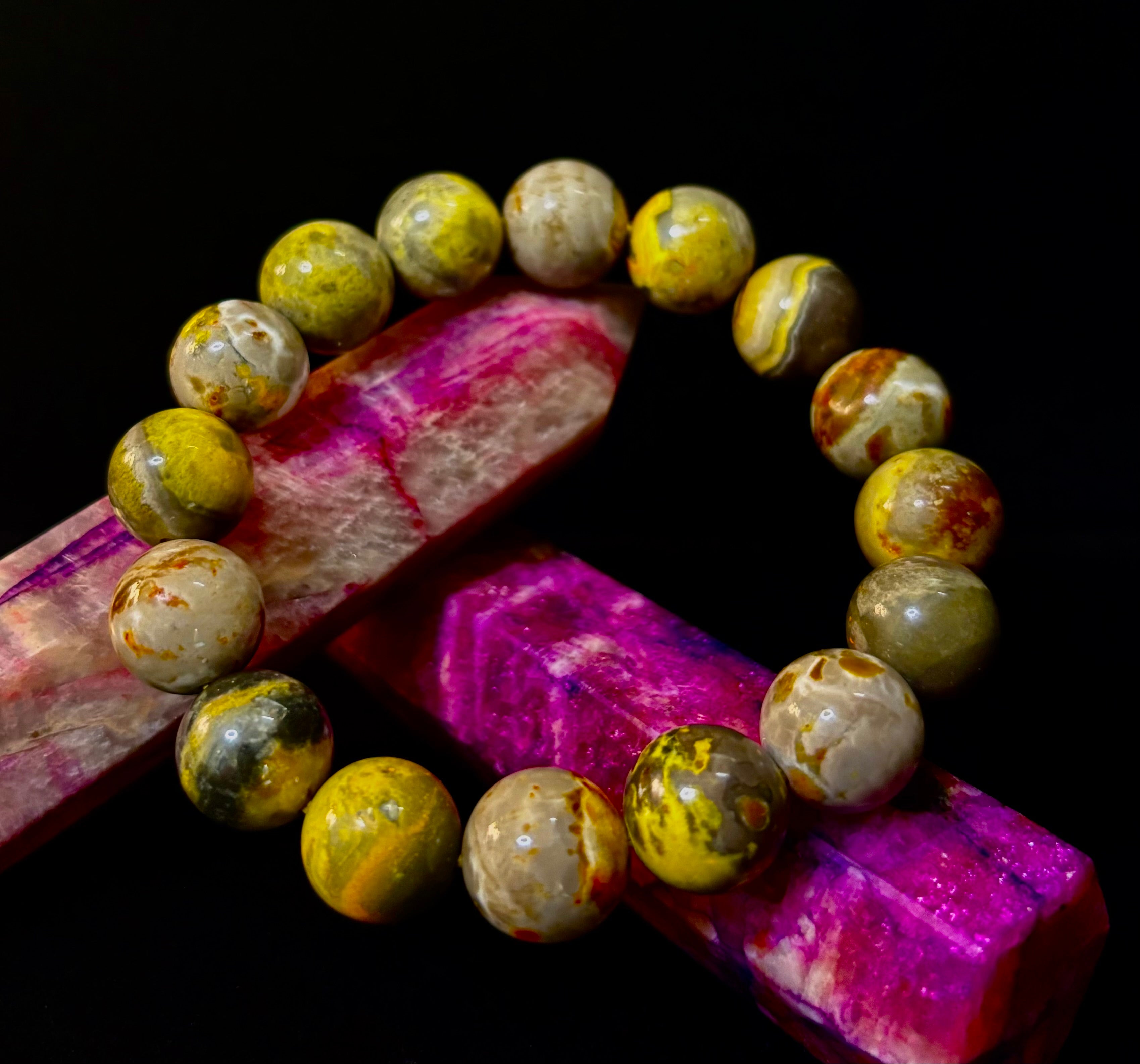 🐝 Bumble Bee Jasper Statement Bracelet – Rare Natural Gemstone | Limited Supply | Three Bead Sizes