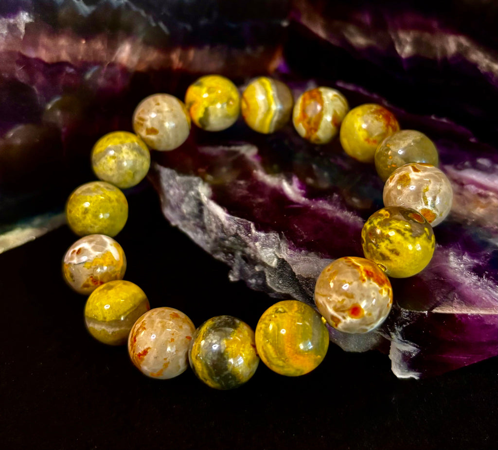 🐝 Bumble Bee Jasper Statement Bracelet – Rare Natural Gemstone | Limited Supply | Three Bead Sizes