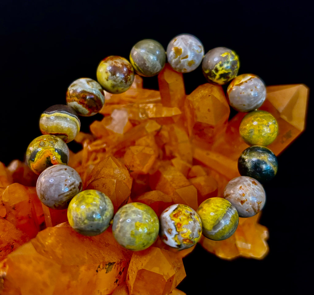 🐝 Bumble Bee Jasper Statement Bracelet – Rare Natural Gemstone | Limited Supply | Three Bead Sizes