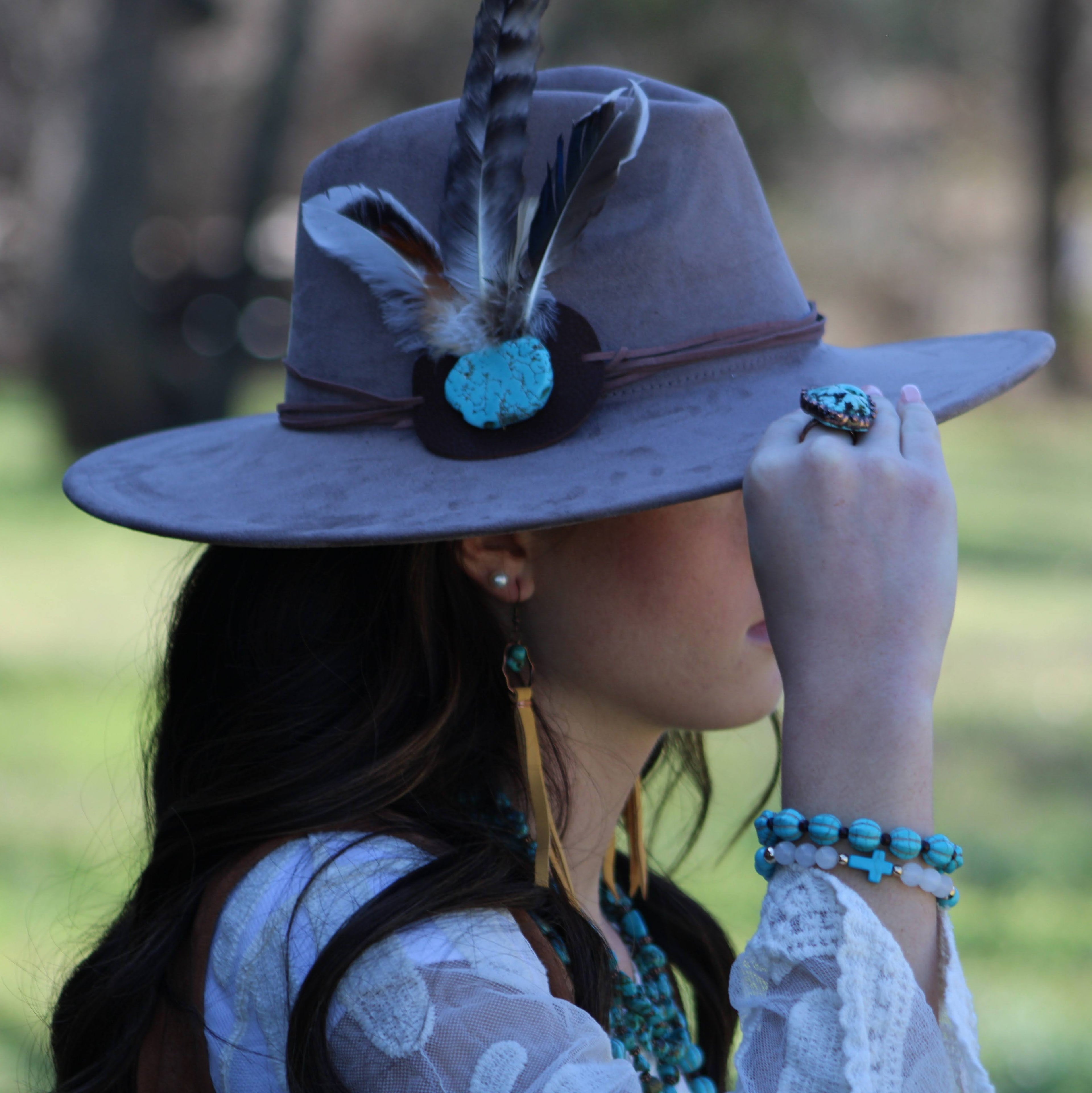 Turquoise Drop Earrings with Leather Tassel-Mustard 206f | Earrings | Wiccan Center