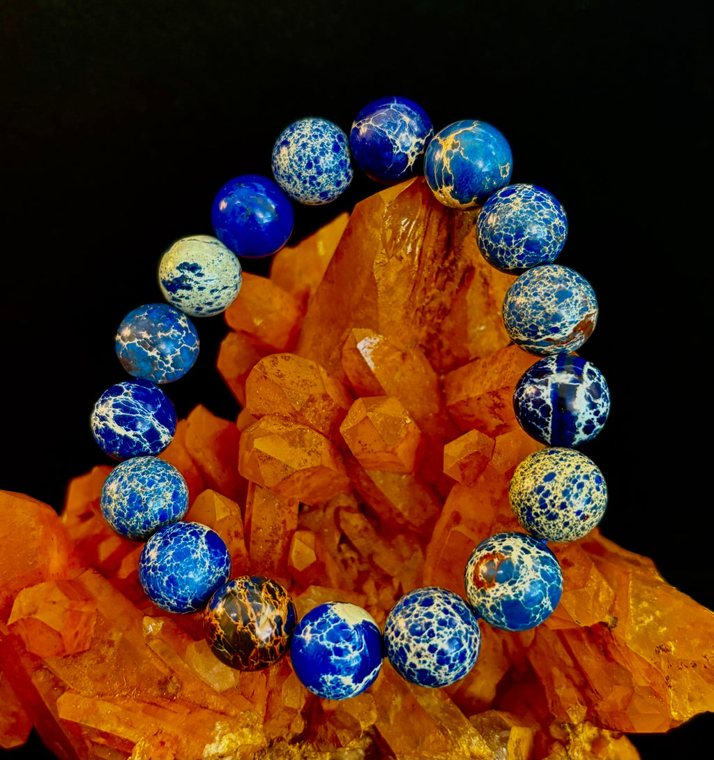 Atlantic Tide Blue Imperial Jasper Bracelet (8mm, 10mm, and 12mm)