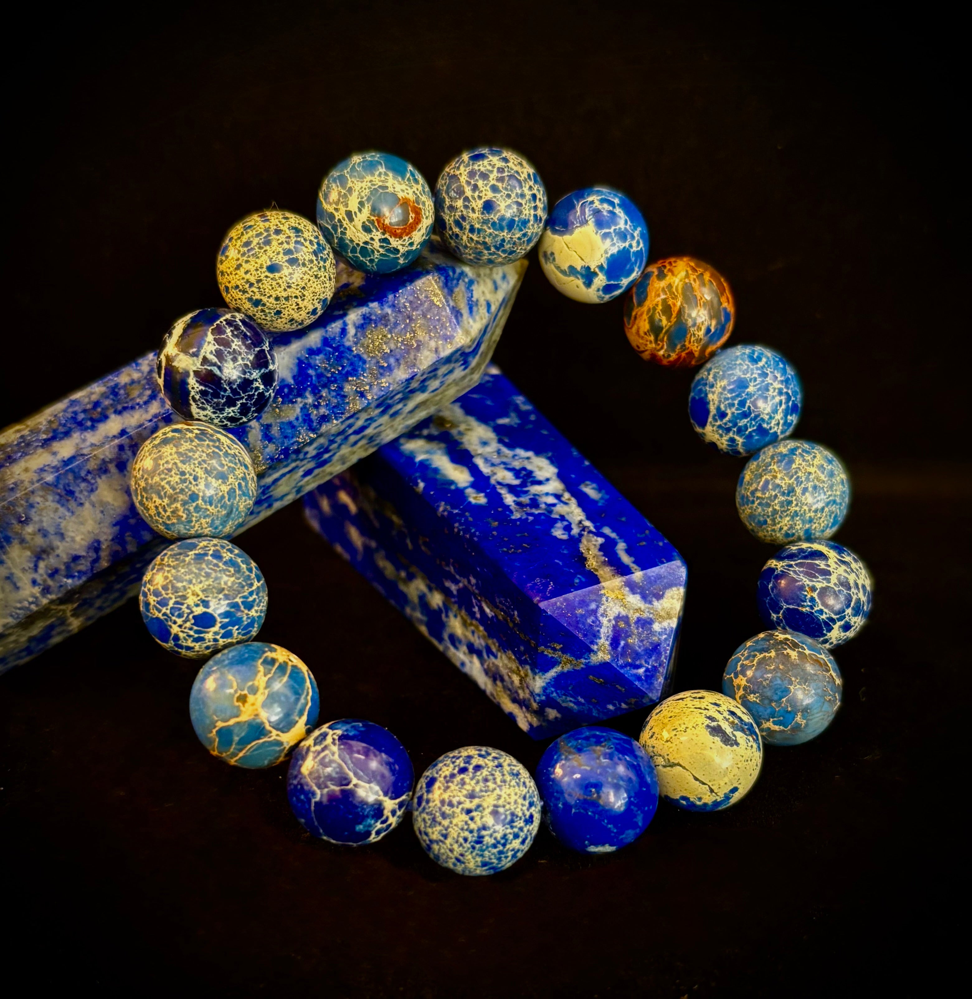 Atlantic Tide Blue Imperial Jasper Bracelet (8mm, 10mm, and 12mm)
