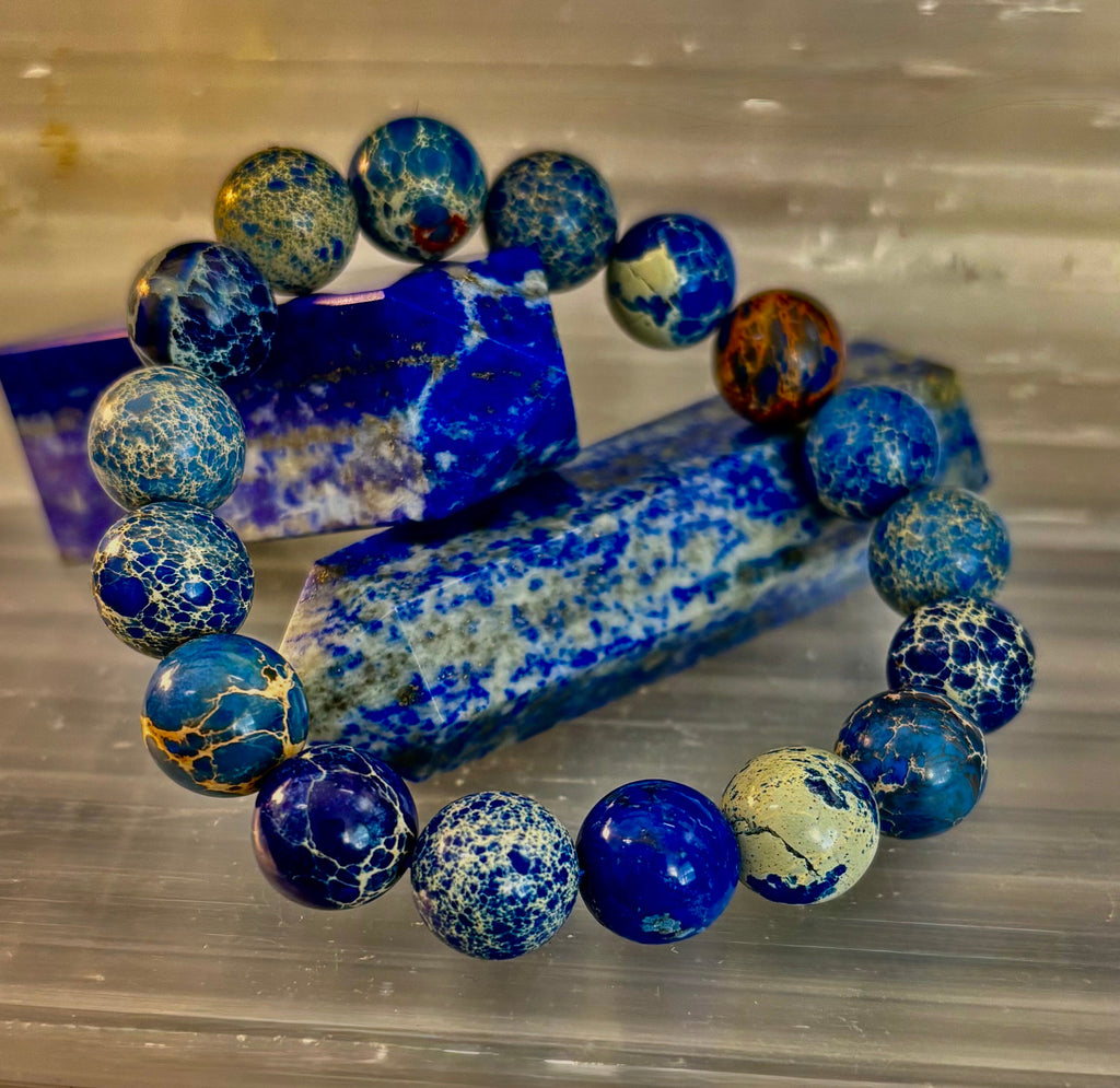 Atlantic Tide Blue Imperial Jasper Bracelet (8mm, 10mm, and 12mm)