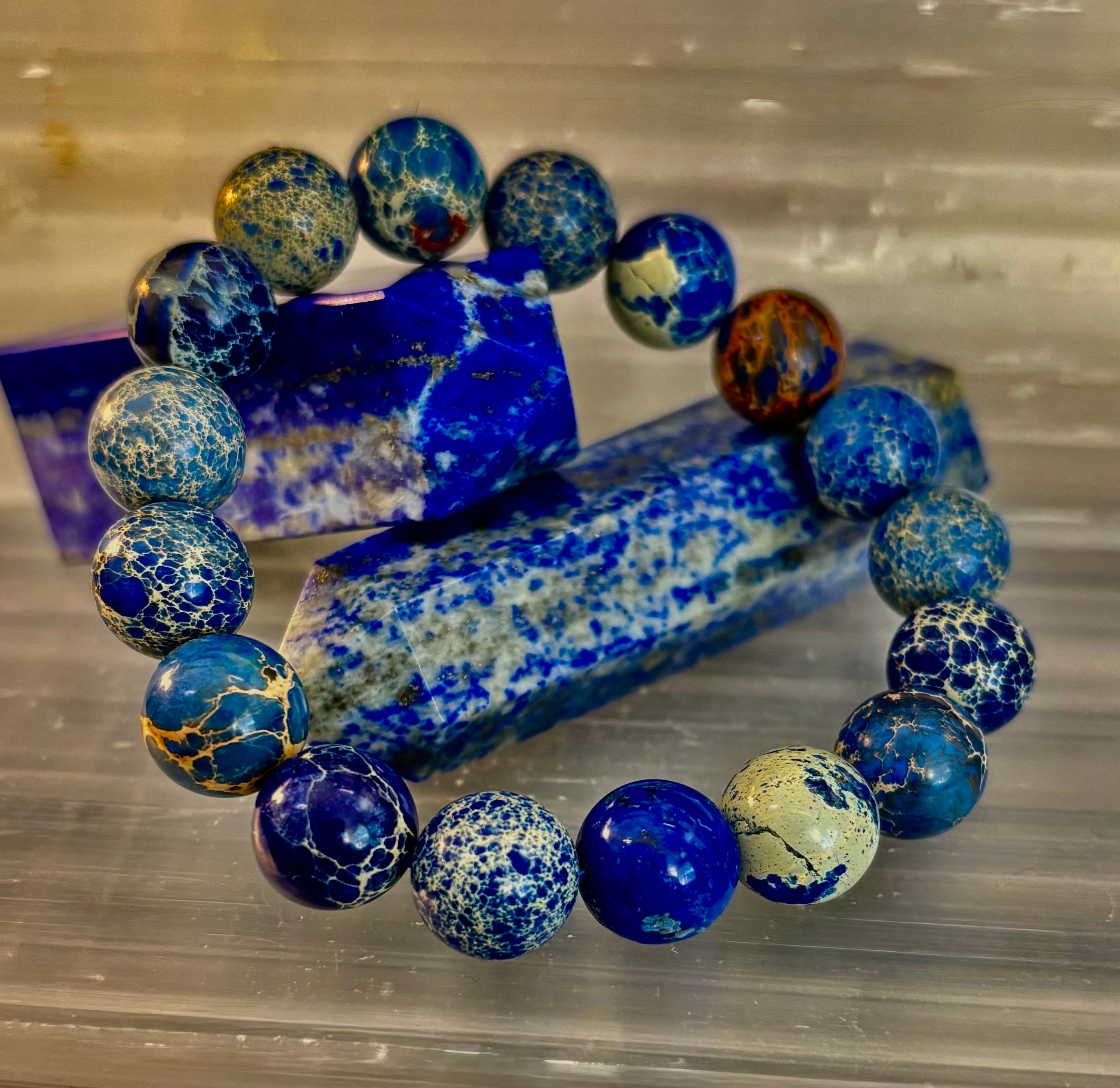 Atlantic Tide Blue Imperial Jasper Bracelet (8mm, 10mm, and 12mm)