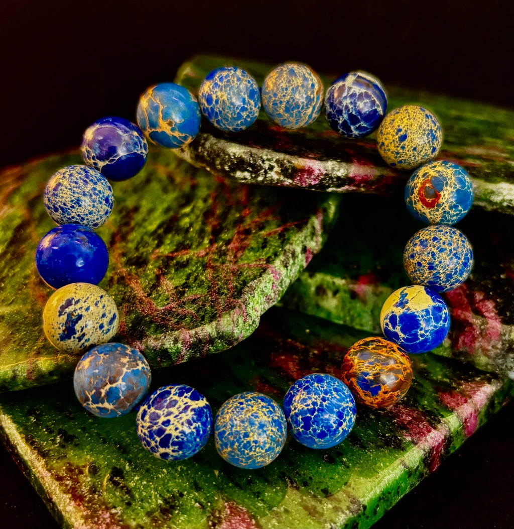 Atlantic Tide Blue Imperial Jasper Bracelet (8mm, 10mm, and 12mm)