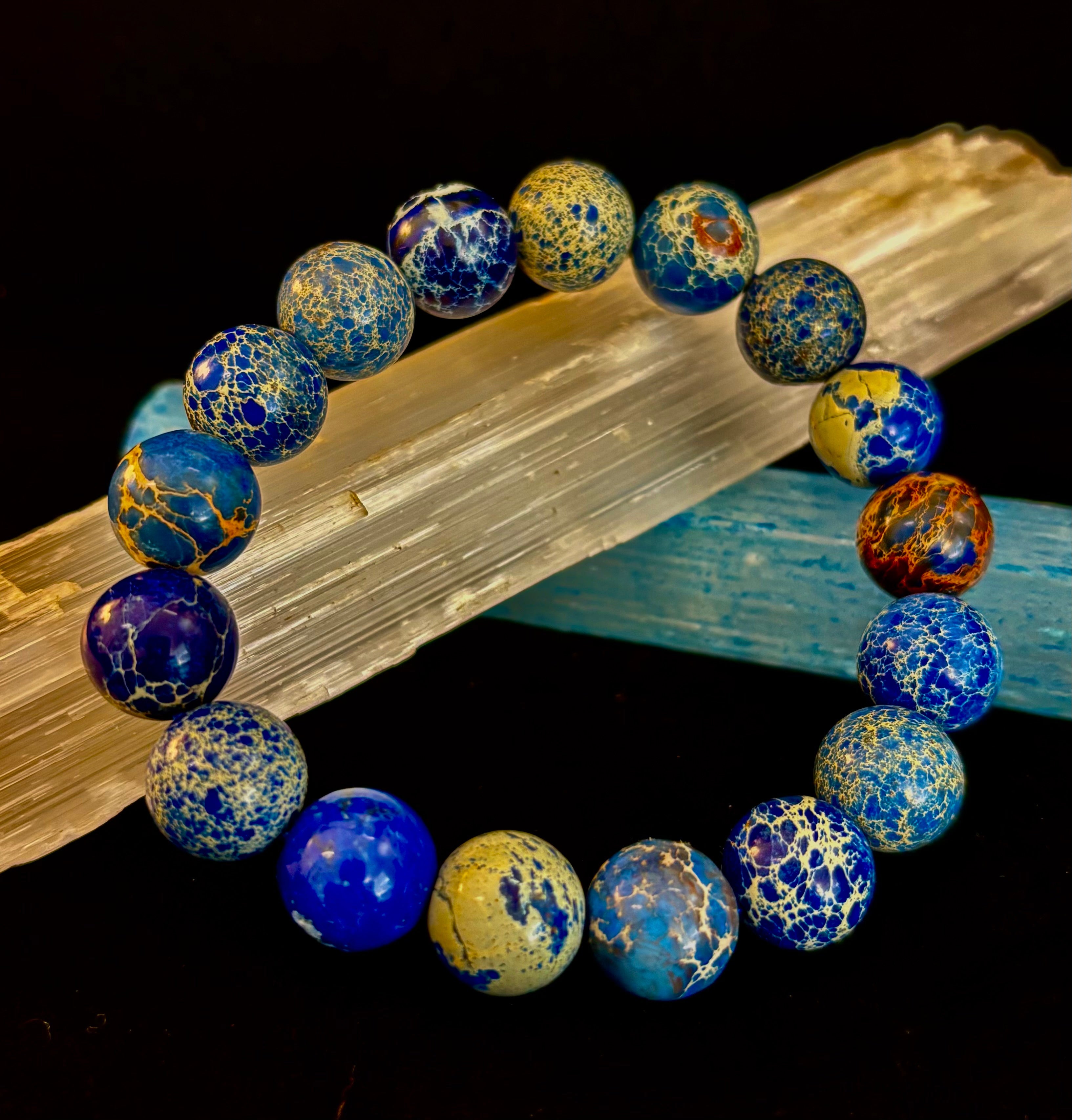 Atlantic Tide Blue Imperial Jasper Bracelet (8mm, 10mm, and 12mm)