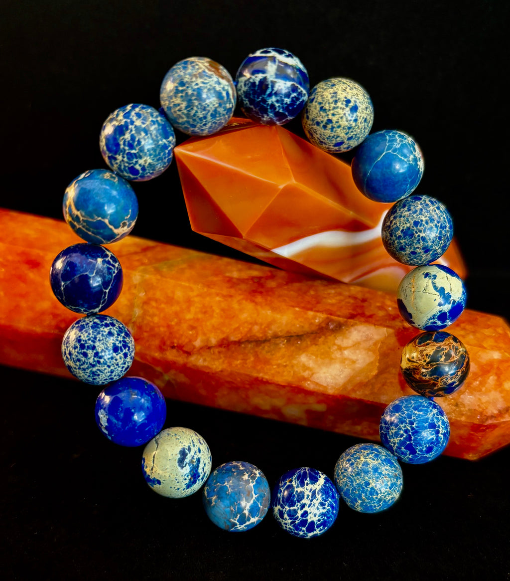 Atlantic Tide Blue Imperial Jasper Bracelet (8mm, 10mm, and 12mm)