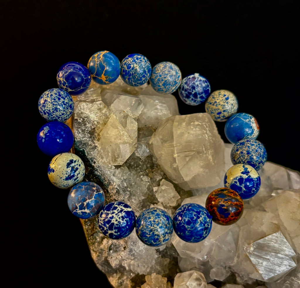 Atlantic Tide Blue Imperial Jasper Bracelet (8mm, 10mm, and 12mm)