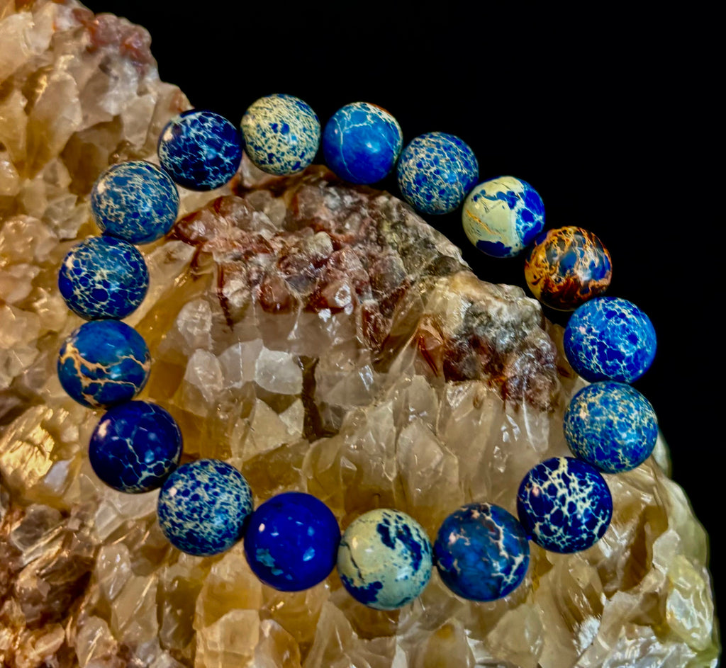 Atlantic Tide Blue Imperial Jasper Bracelet (8mm, 10mm, and 12mm)